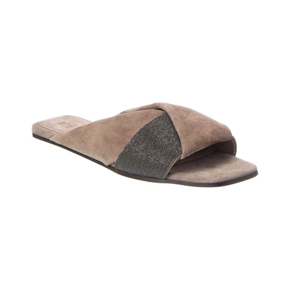 Brunello Cucinelli Suede Sandal, Brown